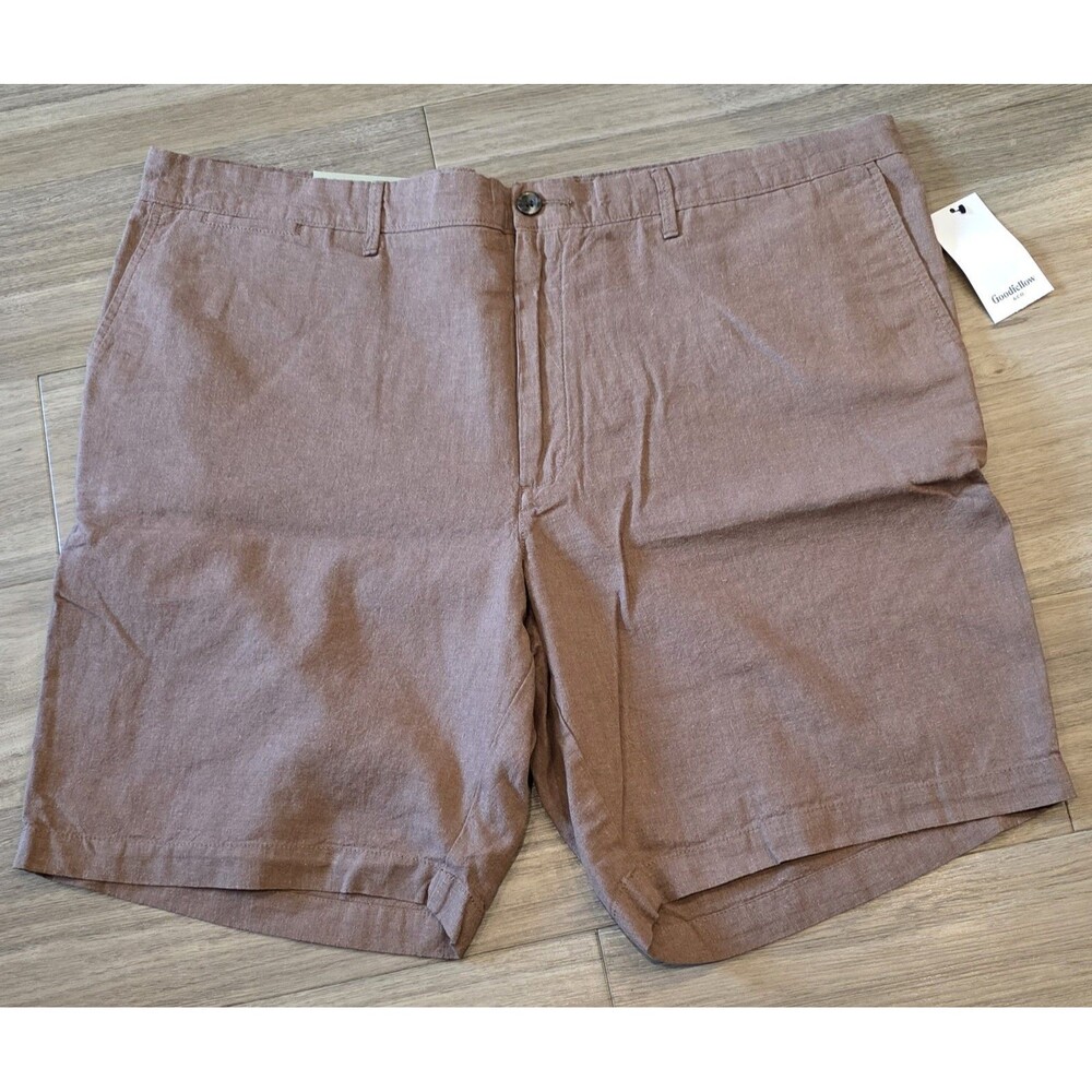 Goodfellow & Co Men's The Every Wear Flat-front Shorts 9" Linen Size 42 Brown
